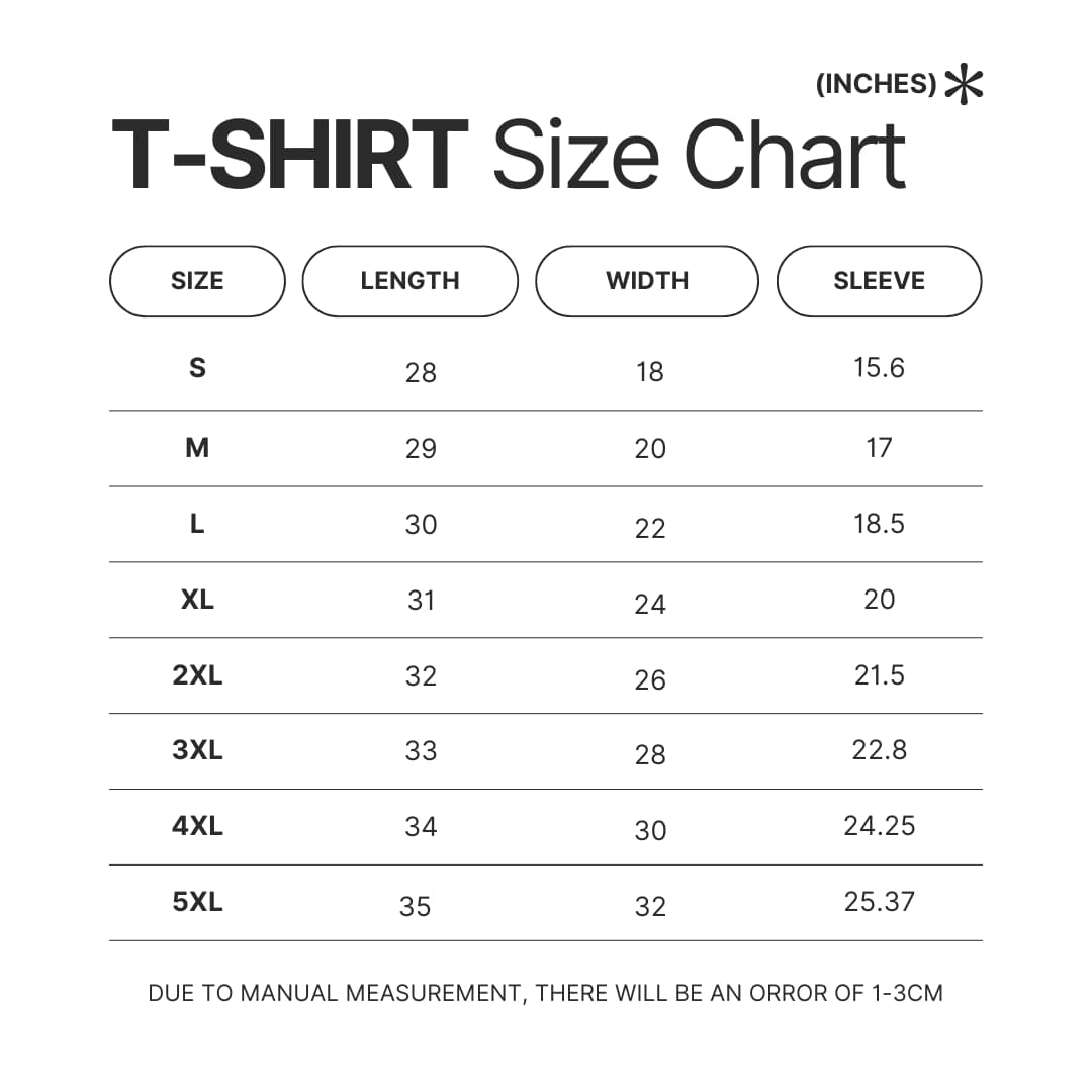 3D T shirt Size Chart - Rick And Morty Merch