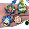 1pcs Rick and Morty Cartoon PVC Croc shoe Charms Accessories Shoe Charms Buckles Accessories Fit Bands 3 - Rick And Morty Merch