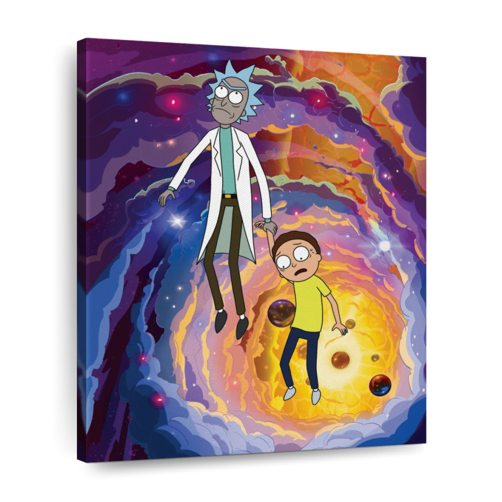 rm29 mar s0748338 layout core vertical rick and morty space tunnel travel wall art - Rick And Morty Merch Store