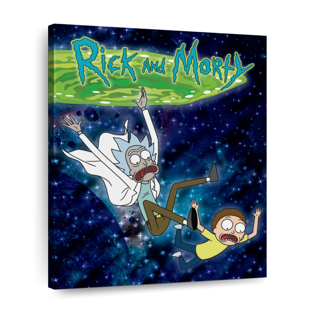 rm30 mar s0748338 layout core vertical rick and morty down the portal wall art - Rick And Morty Merch Store