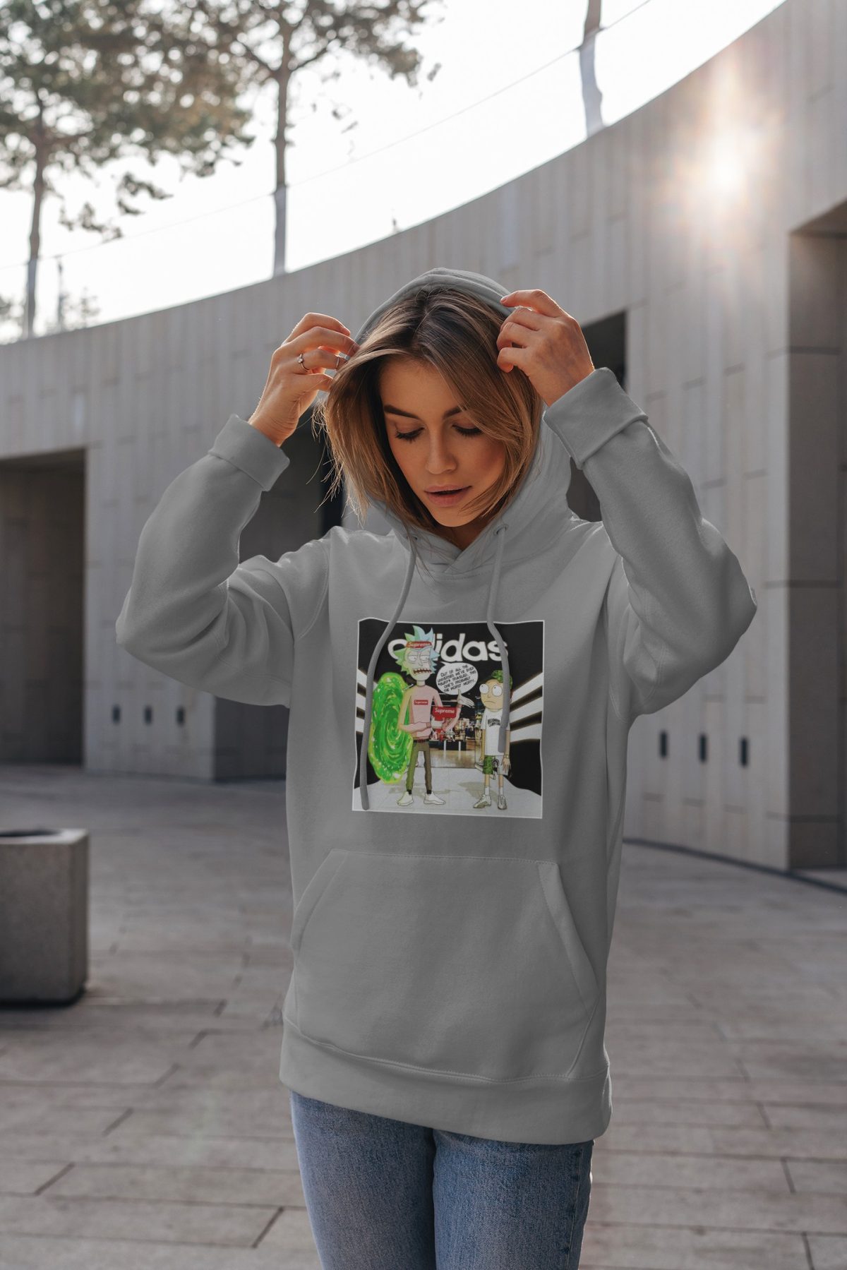 hoodie mockup of a serious woman with her hands near her head 4773 el1 3 compressed - Rick And Morty Merch