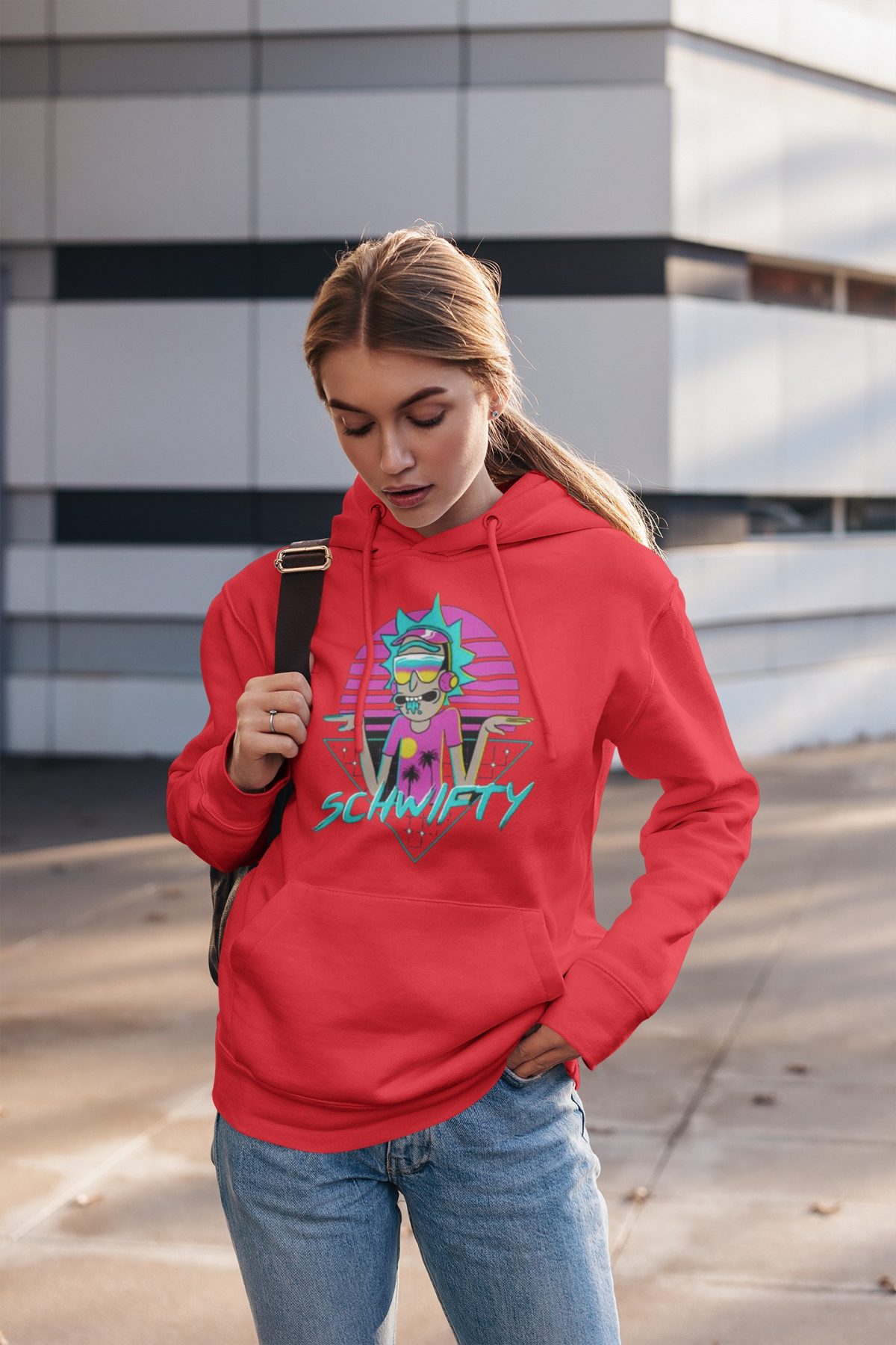 pullover hoodie mockup of a young woman wearing jeans 2827 el1 4 compressed - Rick And Morty Merch