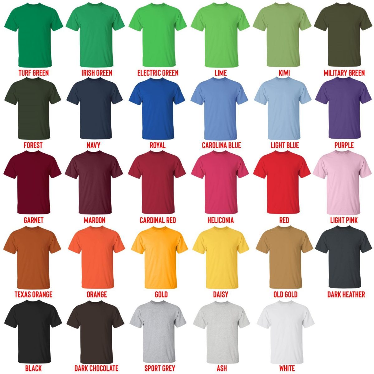 t shirt color chart - Rick And Morty Merch