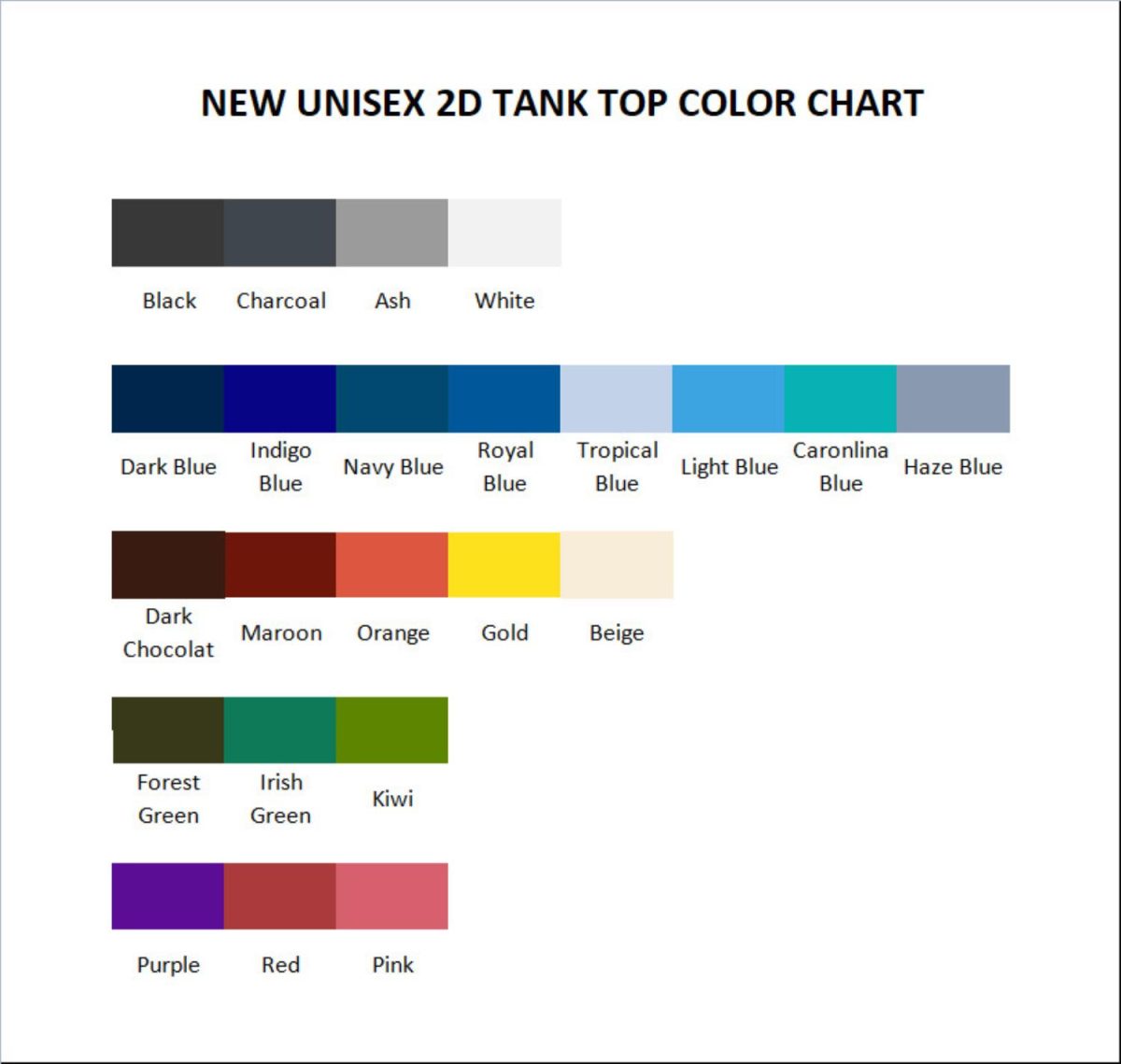 tank top color chart - Rick And Morty Merch